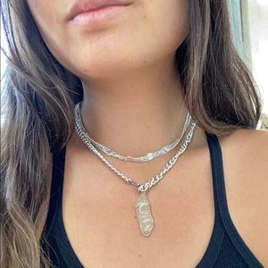 Edgy chunky silver crystal necklace
